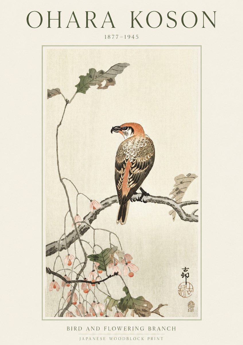 Ohara Koson Bird and Flowering Branch No1 - Poszter