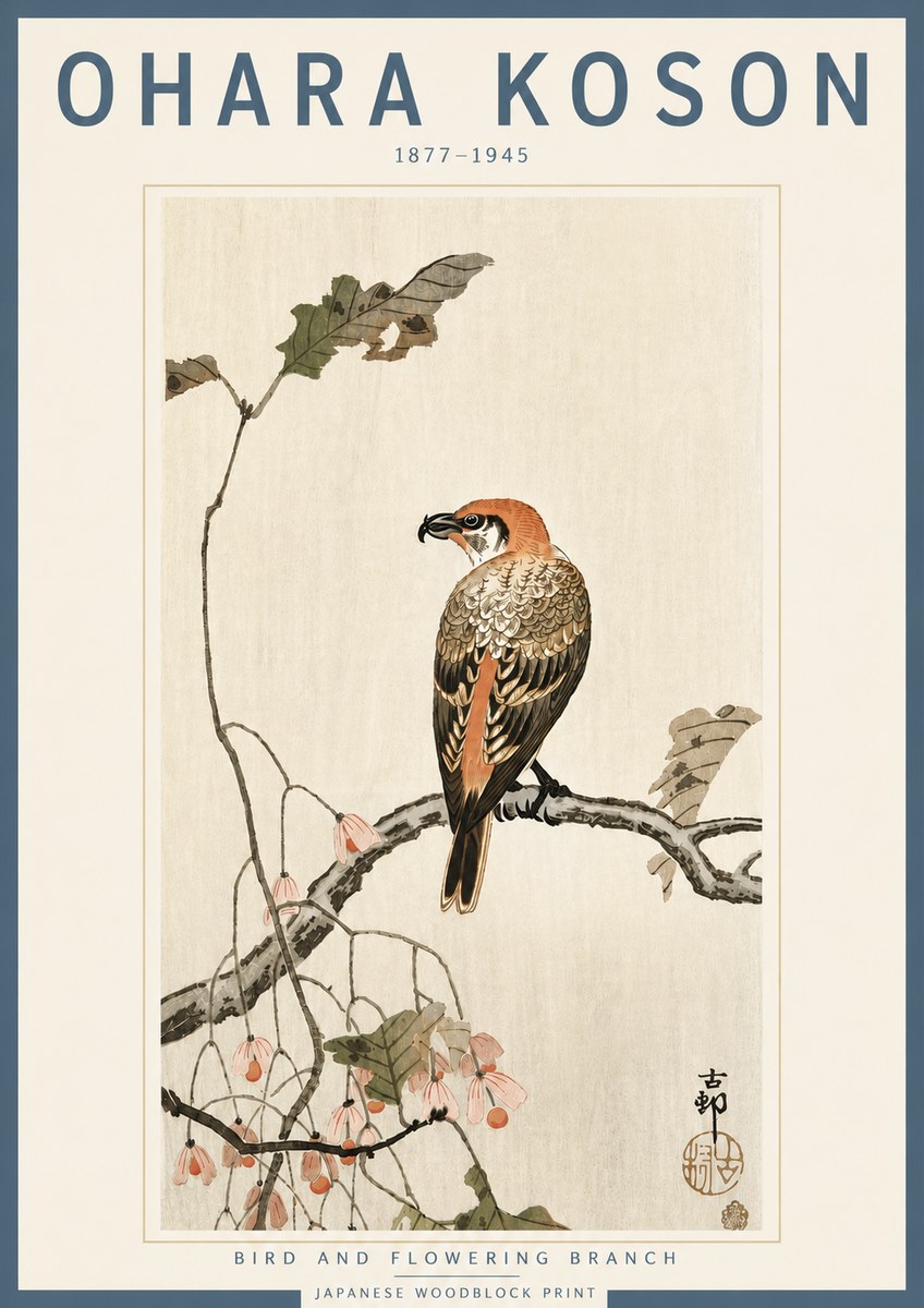 Ohara Koson Bird and Flowering Branch No4 - Poszter