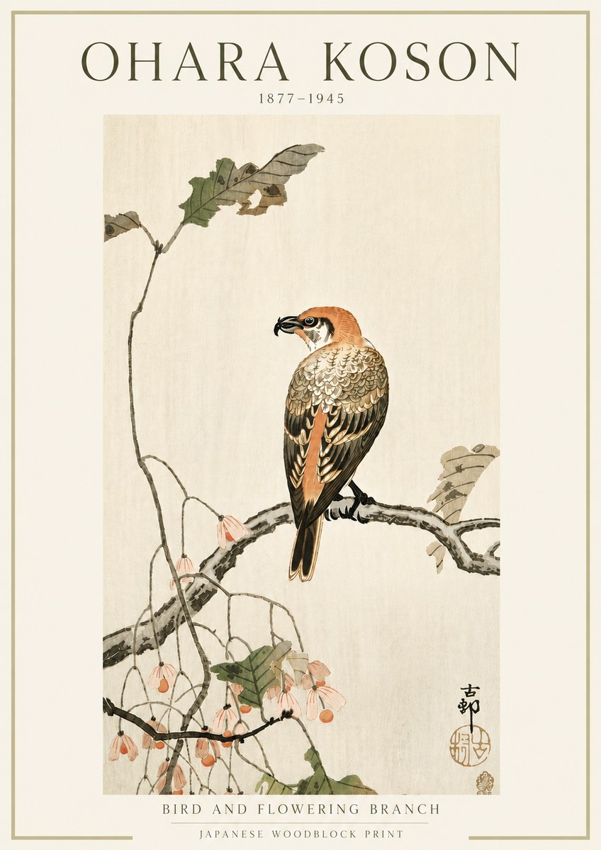 Ohara Koson Bird and Flowering Branch No5 - Poszter