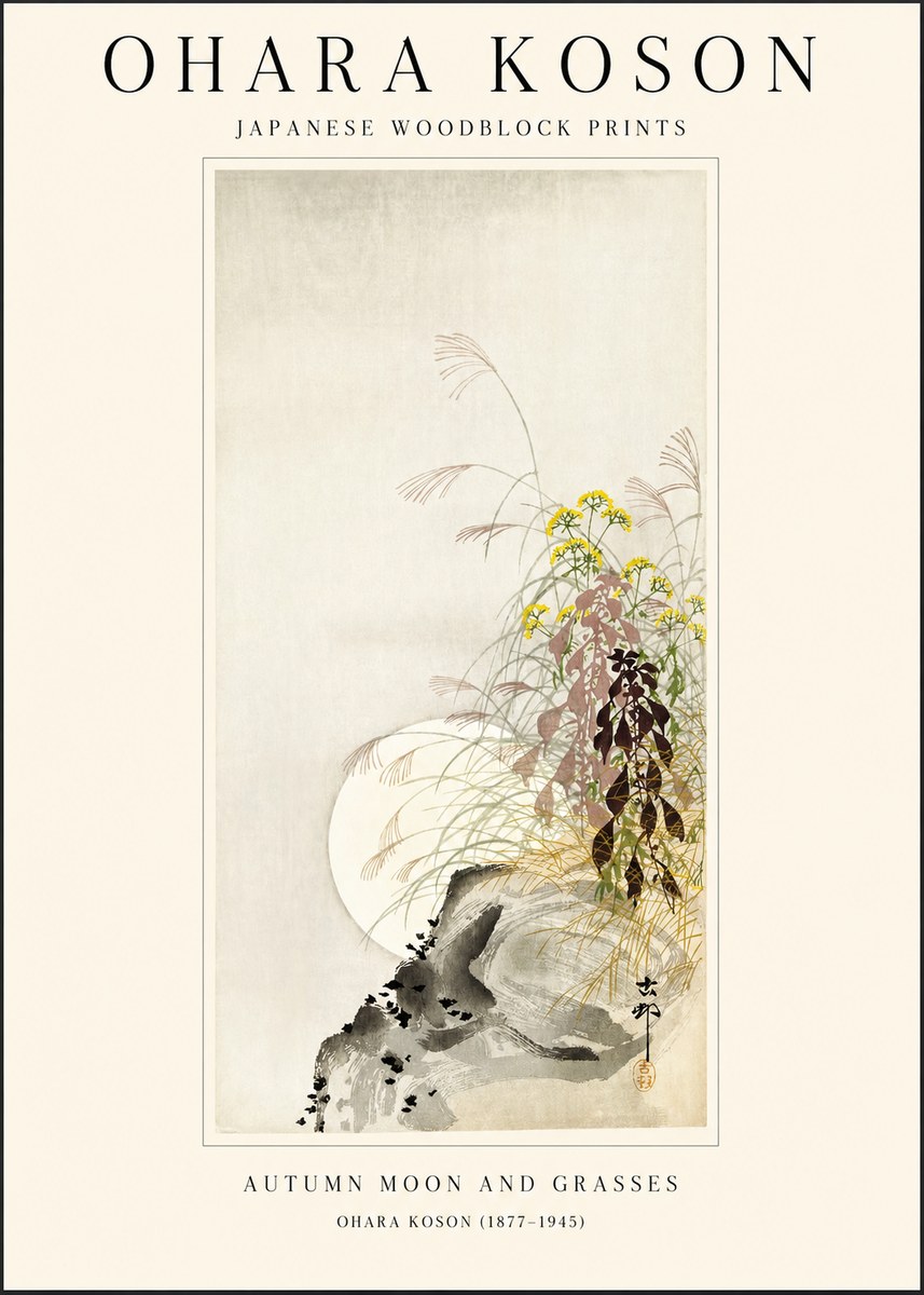 Ohara Koson Autumn Moon and Grasses No1 - Poszter