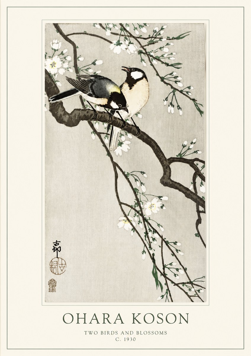 Ohara Koson Two Birds and Blossoms II No1 - Poszter