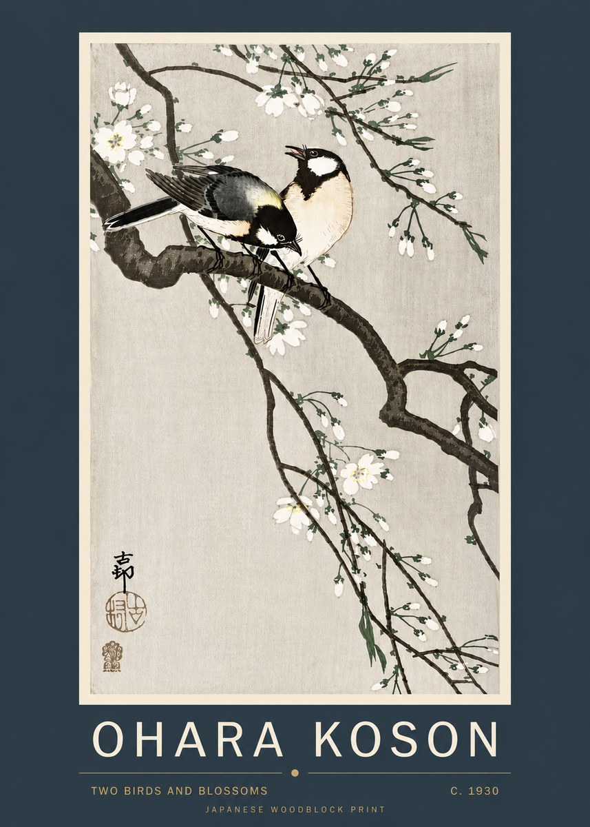Ohara Koson Two Birds and Blossoms II No4 - Poszter