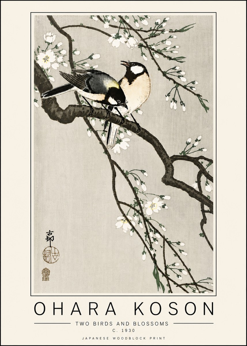 Ohara Koson Two Birds and Blossoms II No6 - Poszter