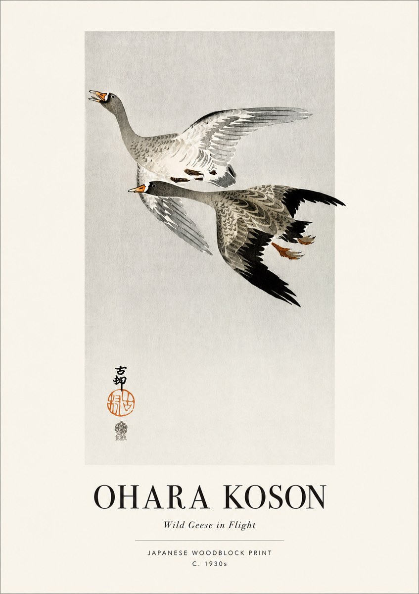 Ohara Koson Wild Geese in Flight III No1 - Poszter