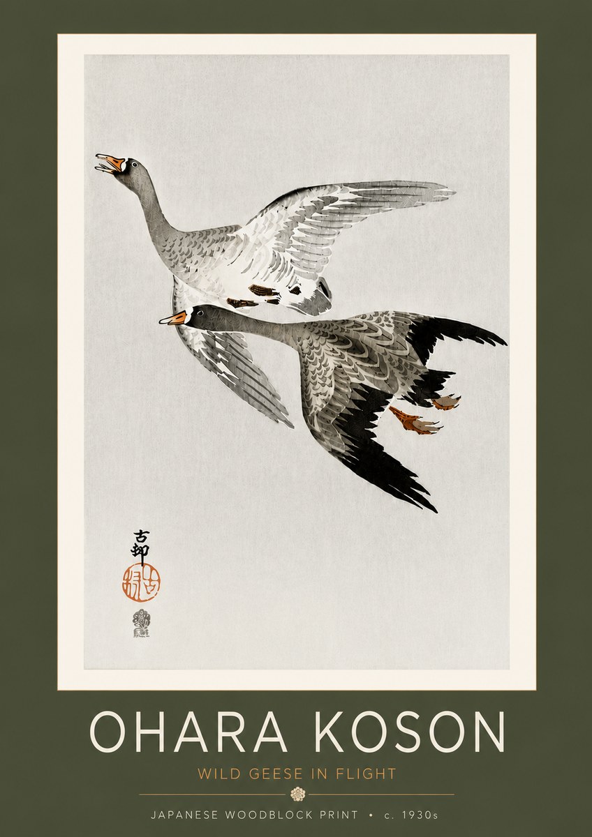 Ohara Koson Wild Geese in Flight III No4 - Poszter
