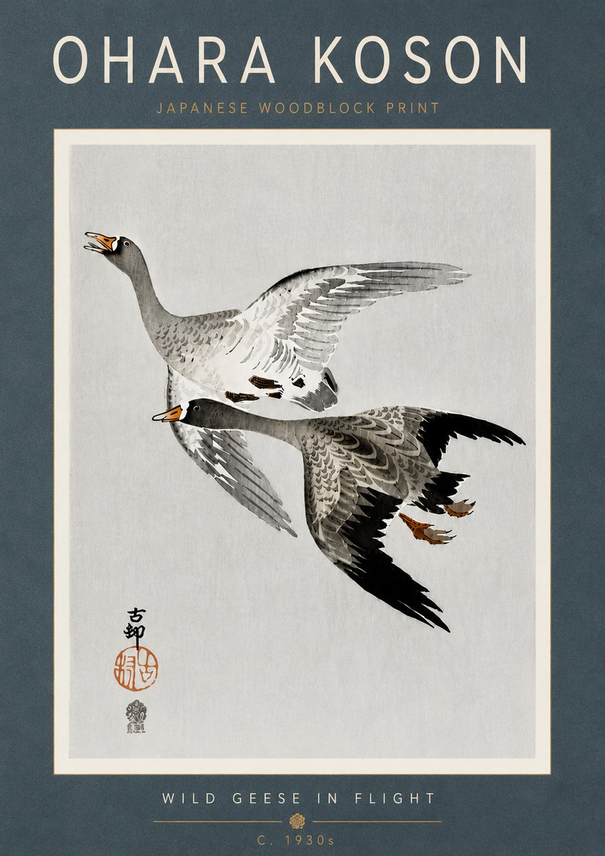 Ohara Koson Wild Geese in Flight III No6 - Poszter