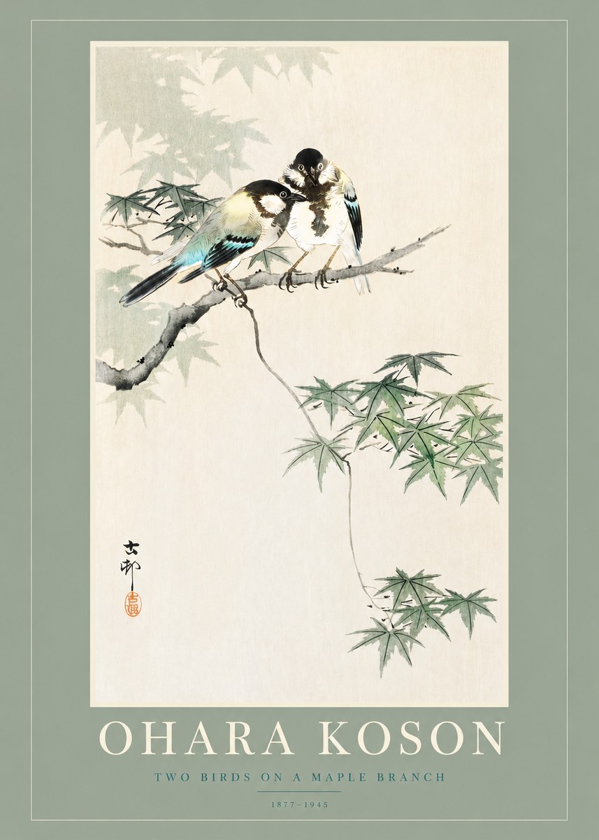 Ohara Koson Two Birds on a Maple Branch No2 - Poszter