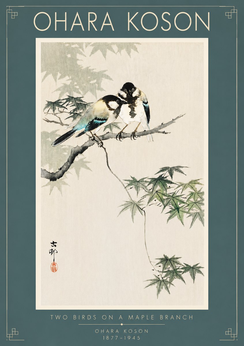 Ohara Koson Two Birds on a Maple Branch No5 - Poszter