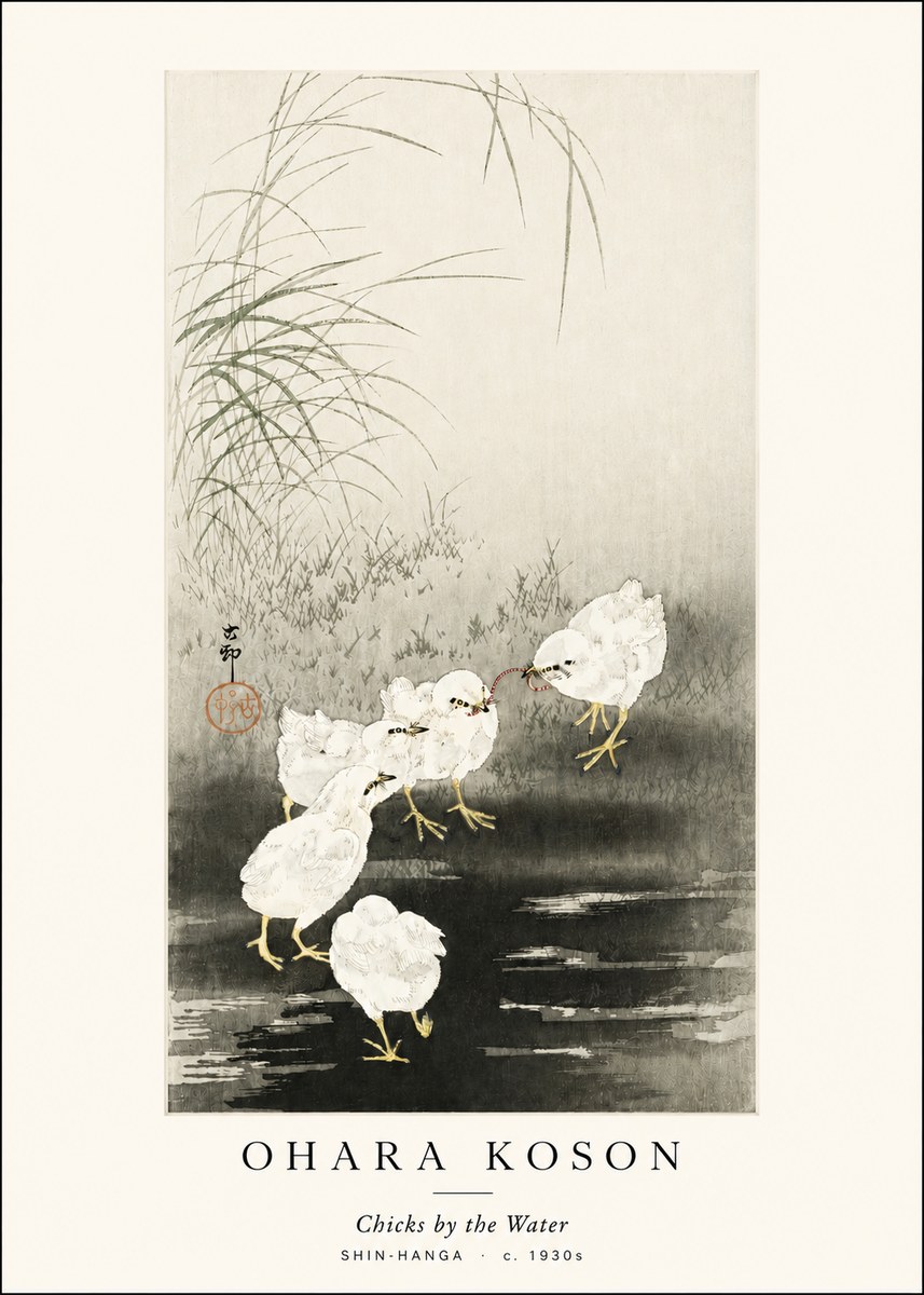 Ohara Koson Chicks by the Water No3 - Poszter