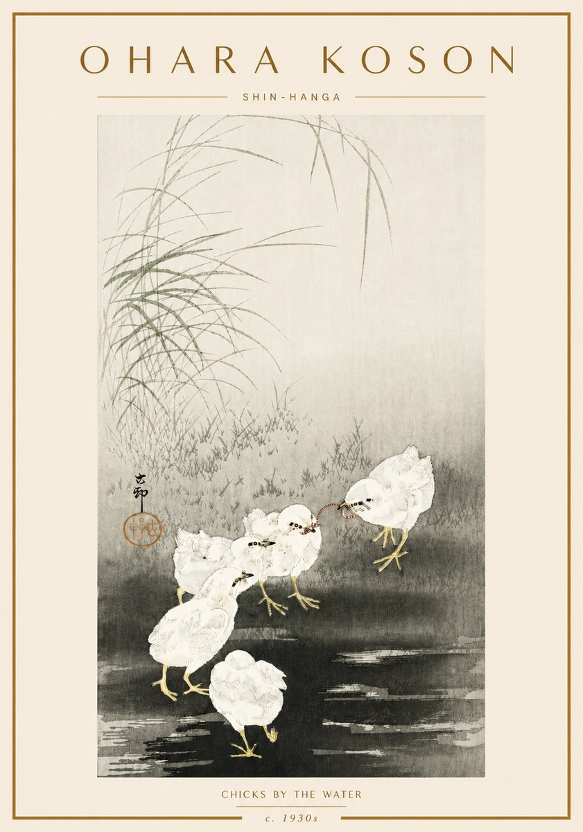 Ohara Koson Chicks by the Water No6 - Poszter