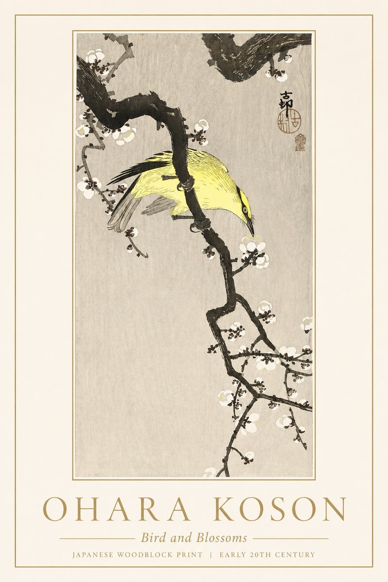 Ohara Koson Bird and Blossoms No1 - Poszter