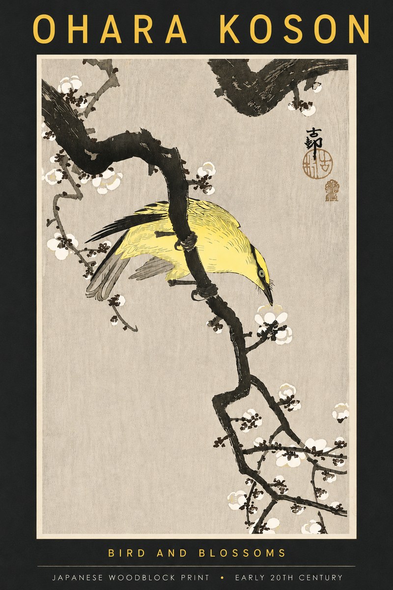 Ohara Koson Bird and Blossoms No5 - Poszter