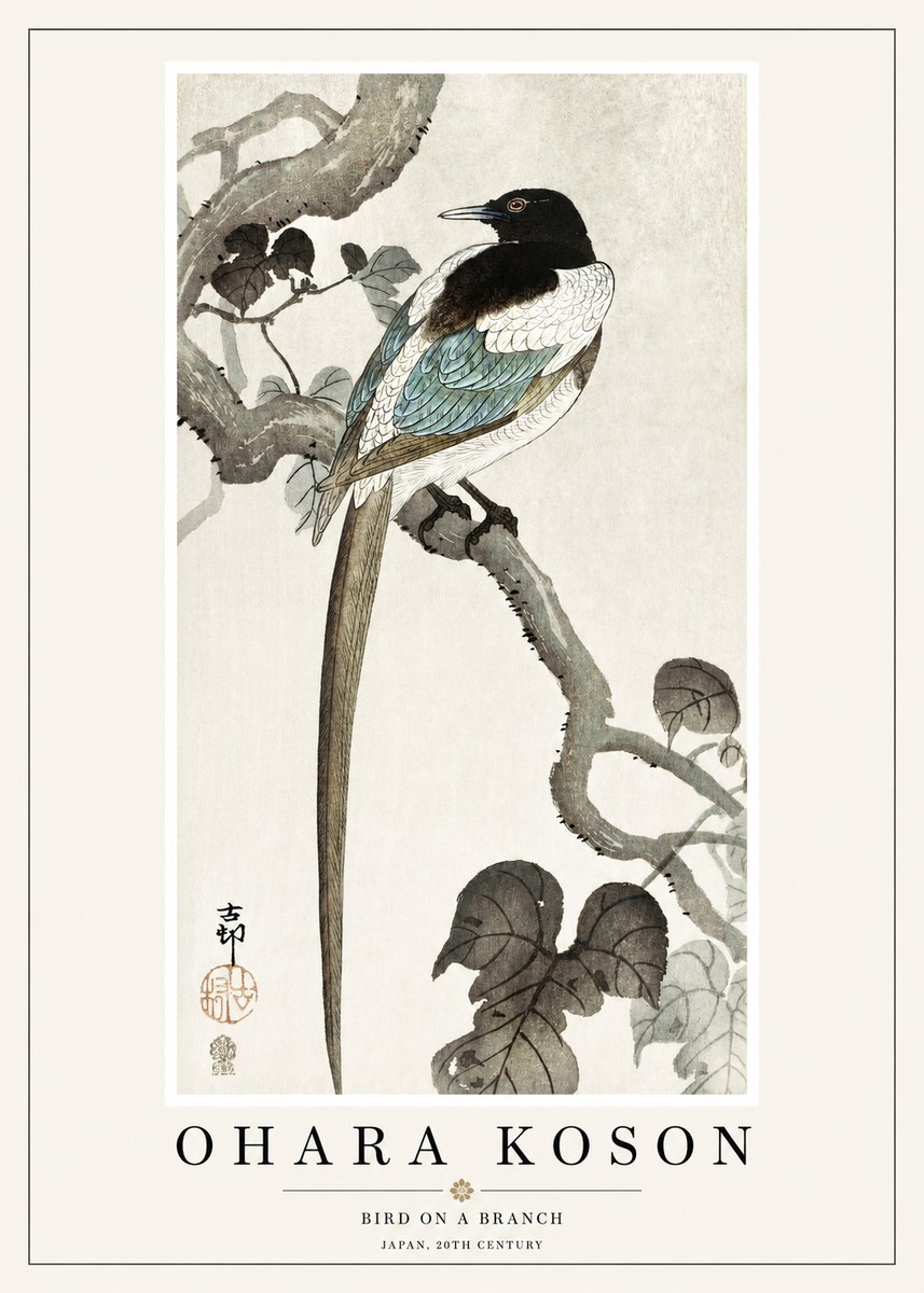 Ohara Koson Bird on a Branch IV No1 - Poszter