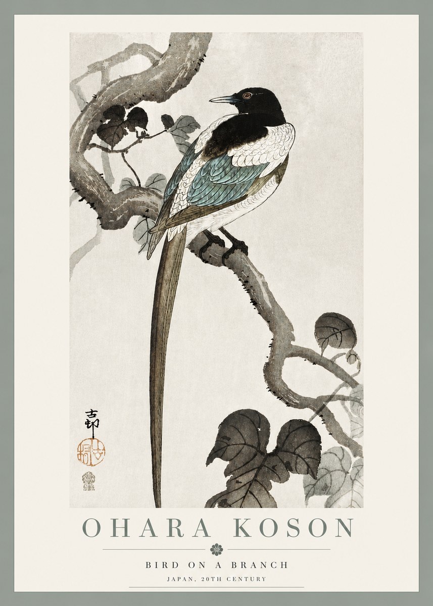 Ohara Koson Bird on a Branch IV No3 - Poszter