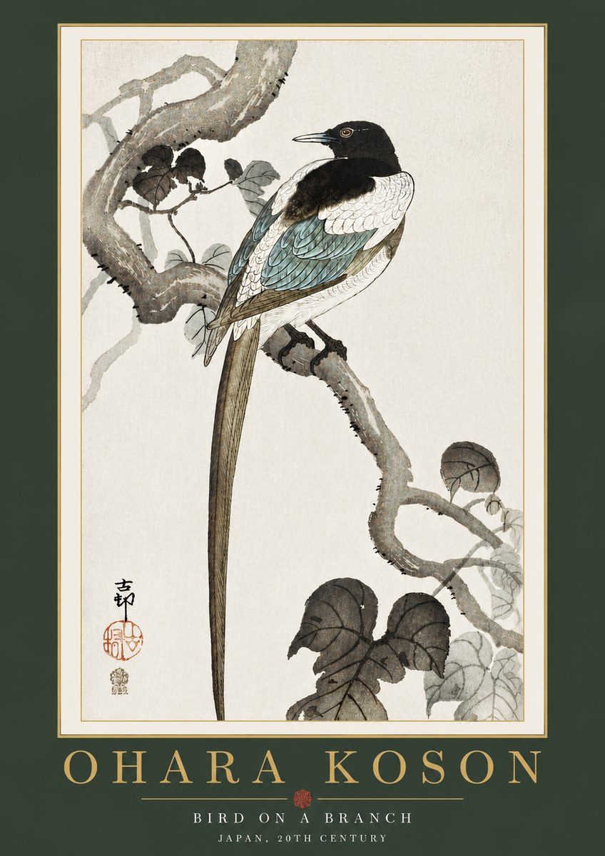 Ohara Koson Bird on a Branch IV No4 - Poszter