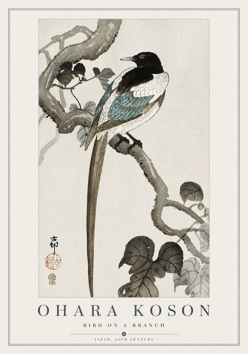 Ohara Koson Bird on a Branch IV No5 - Poszter