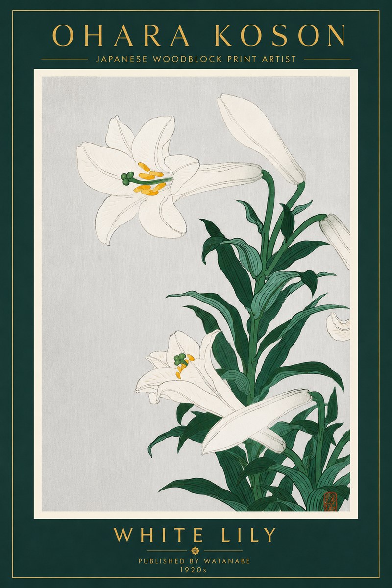 Ohara Koson White Lily No4 - Poszter