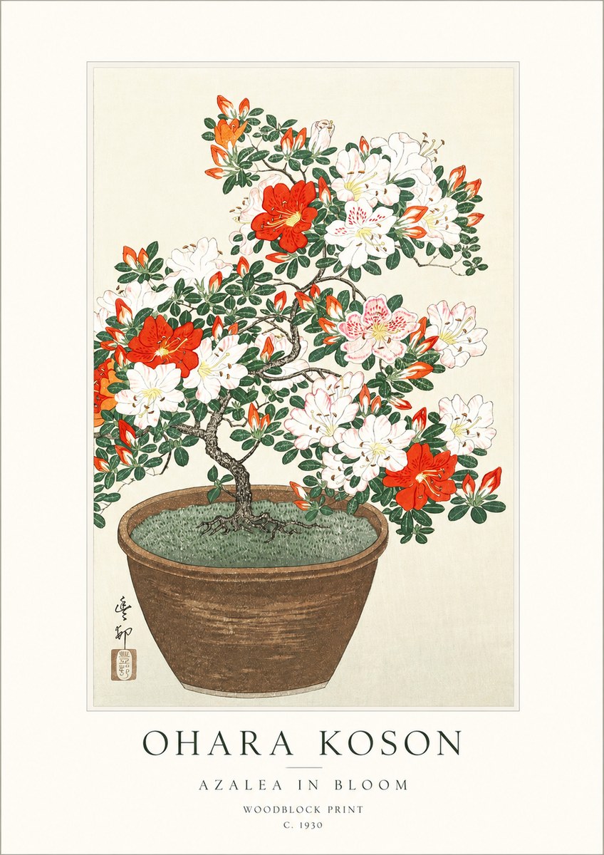 Ohara Koson Azalea in Bloom No1 - Poszter