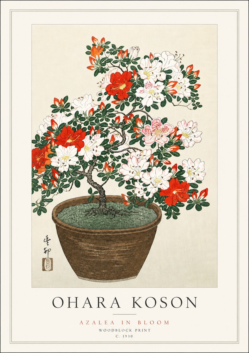 Ohara Koson Azalea in Bloom No3 - Poszter