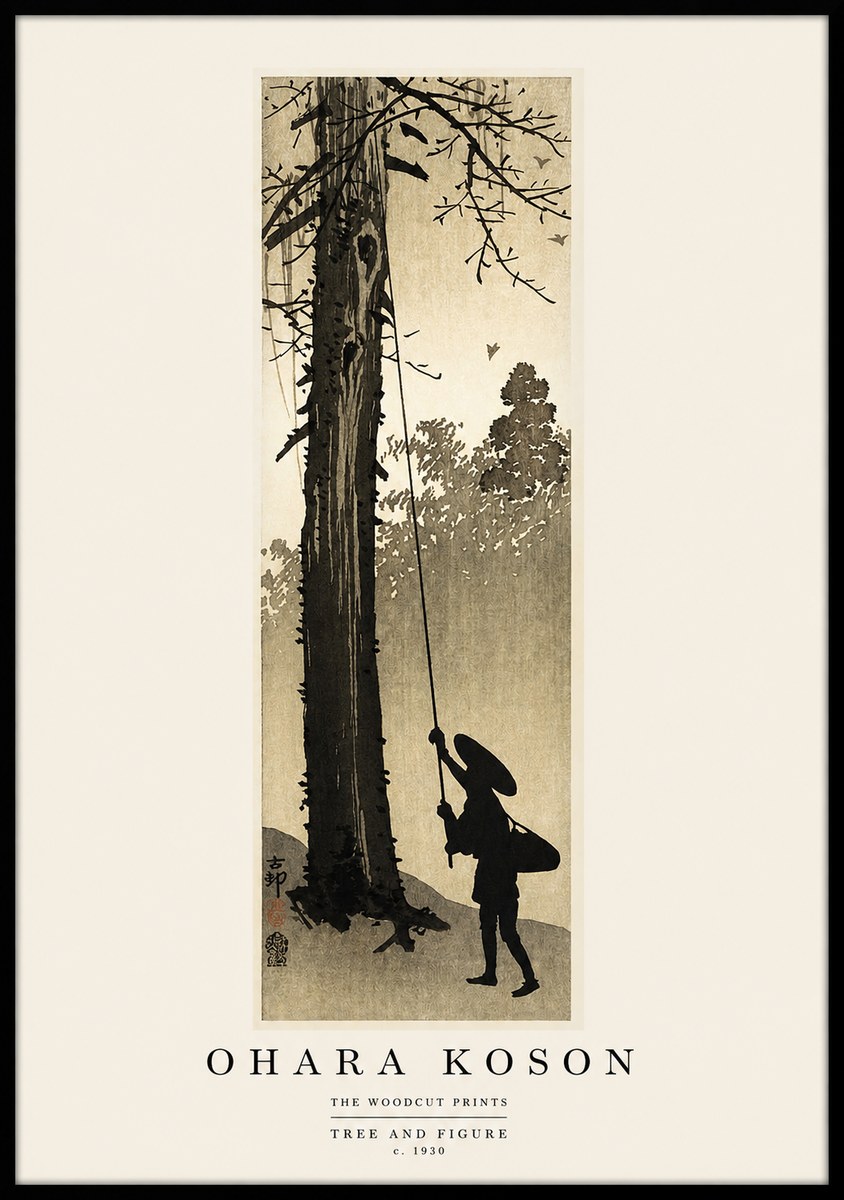 Ohara Koson Tree and Figure No1 - Poszter