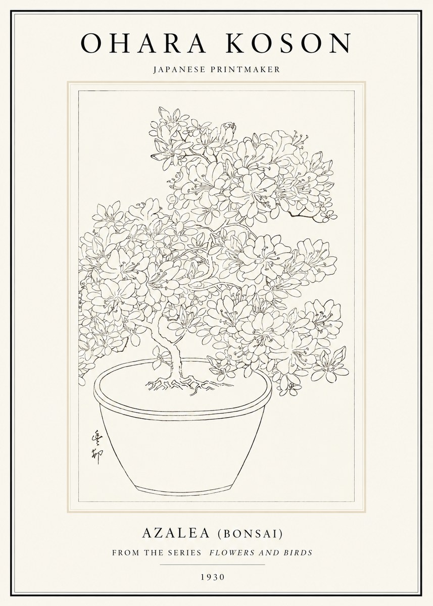 Ohara Koson Azalea (Bonsai) No1 - Poszter
