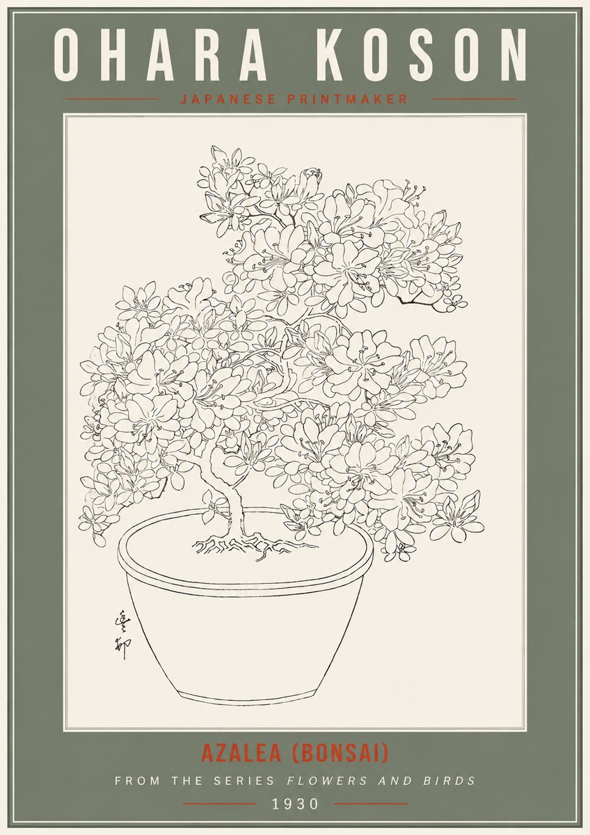 Ohara Koson Azalea (Bonsai) No2 - Poszter