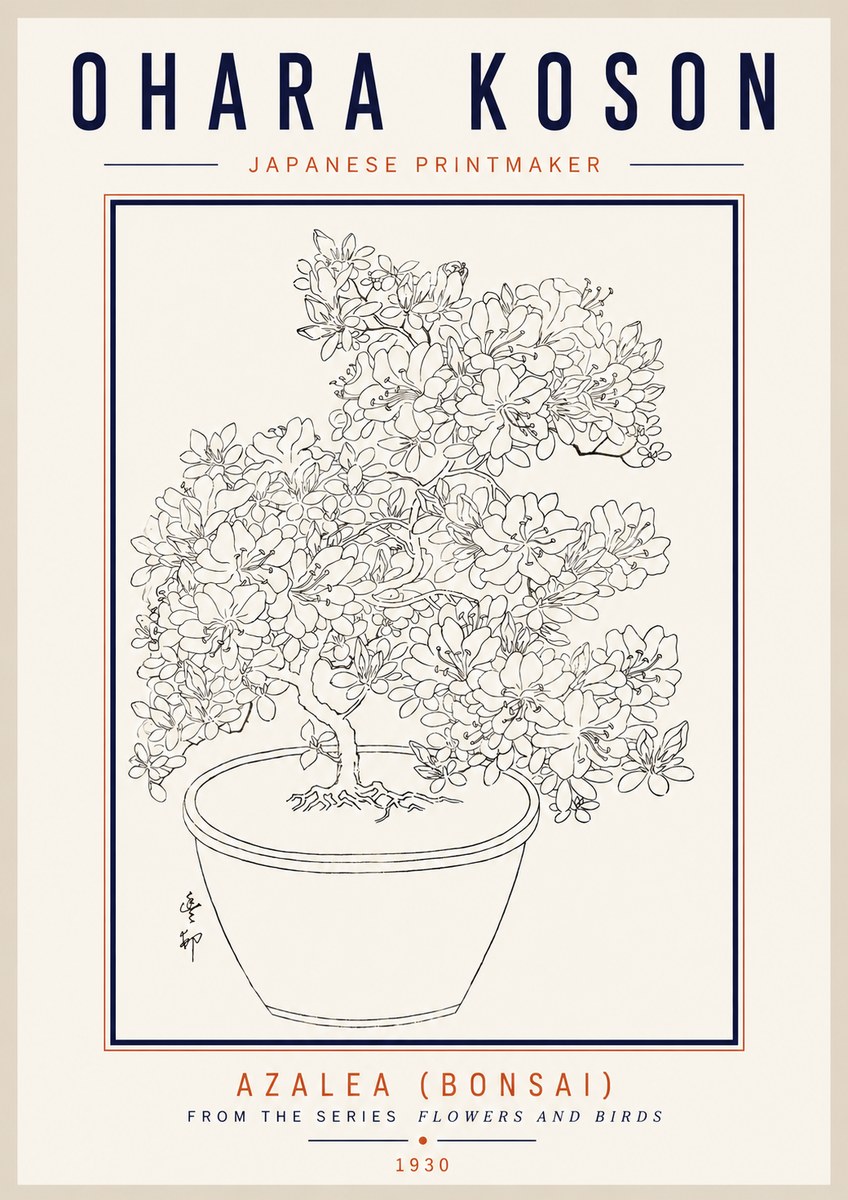 Ohara Koson Azalea (Bonsai) No3 - Poszter