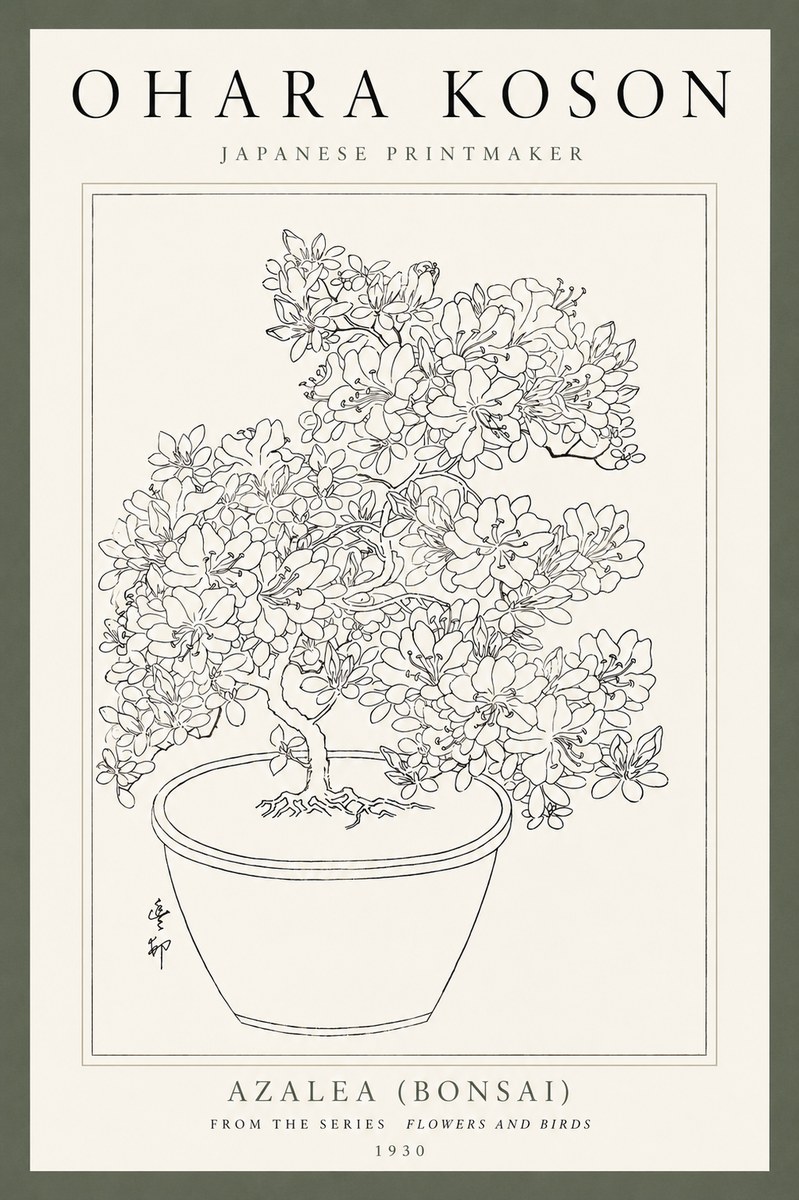 Ohara Koson Azalea (Bonsai) No4 - Poszter