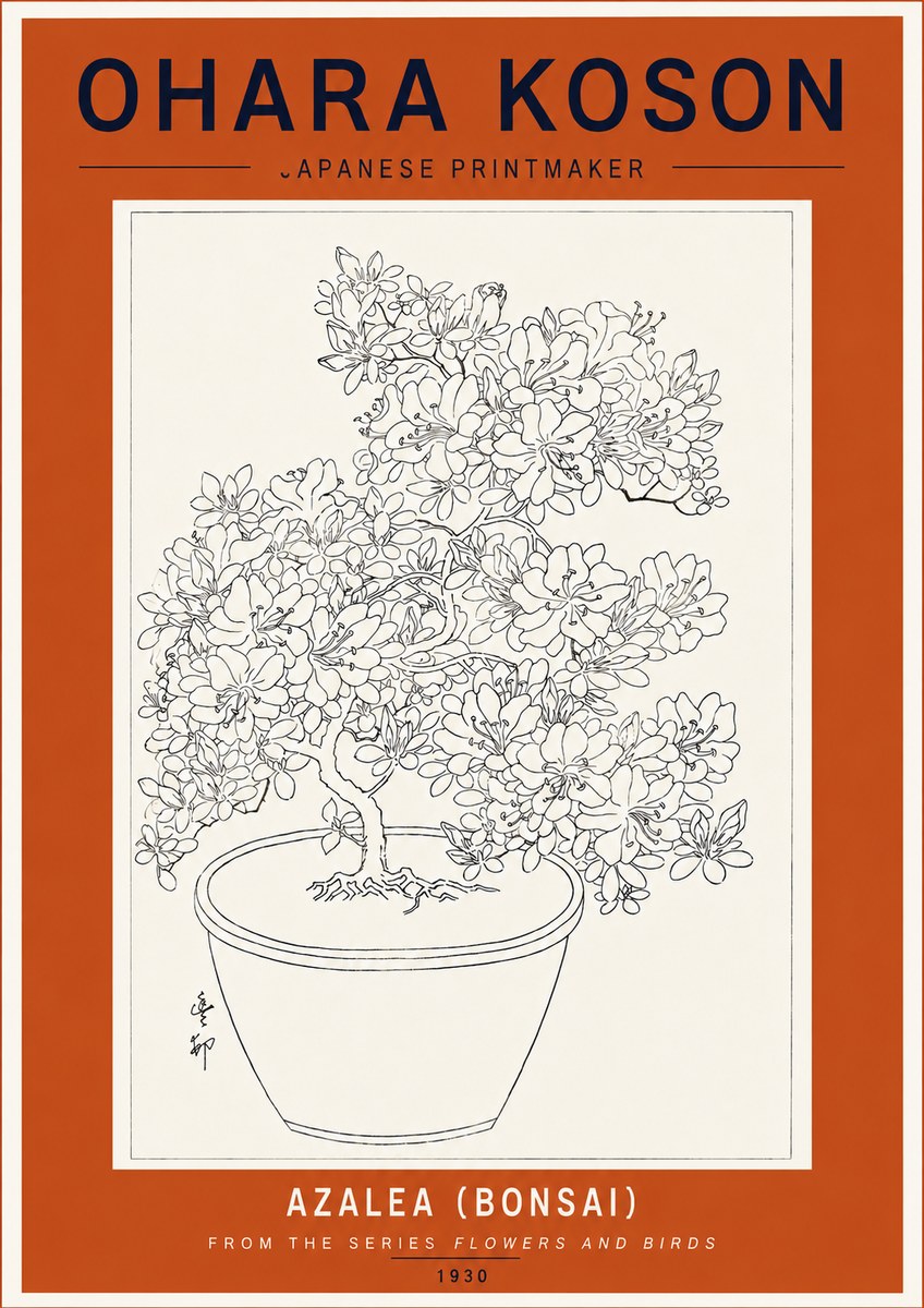 Ohara Koson Azalea (Bonsai) No5 - Poszter