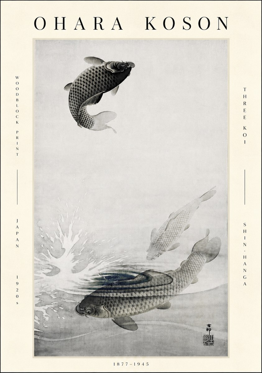 Ohara Koson Three Koi No3 - Poszter