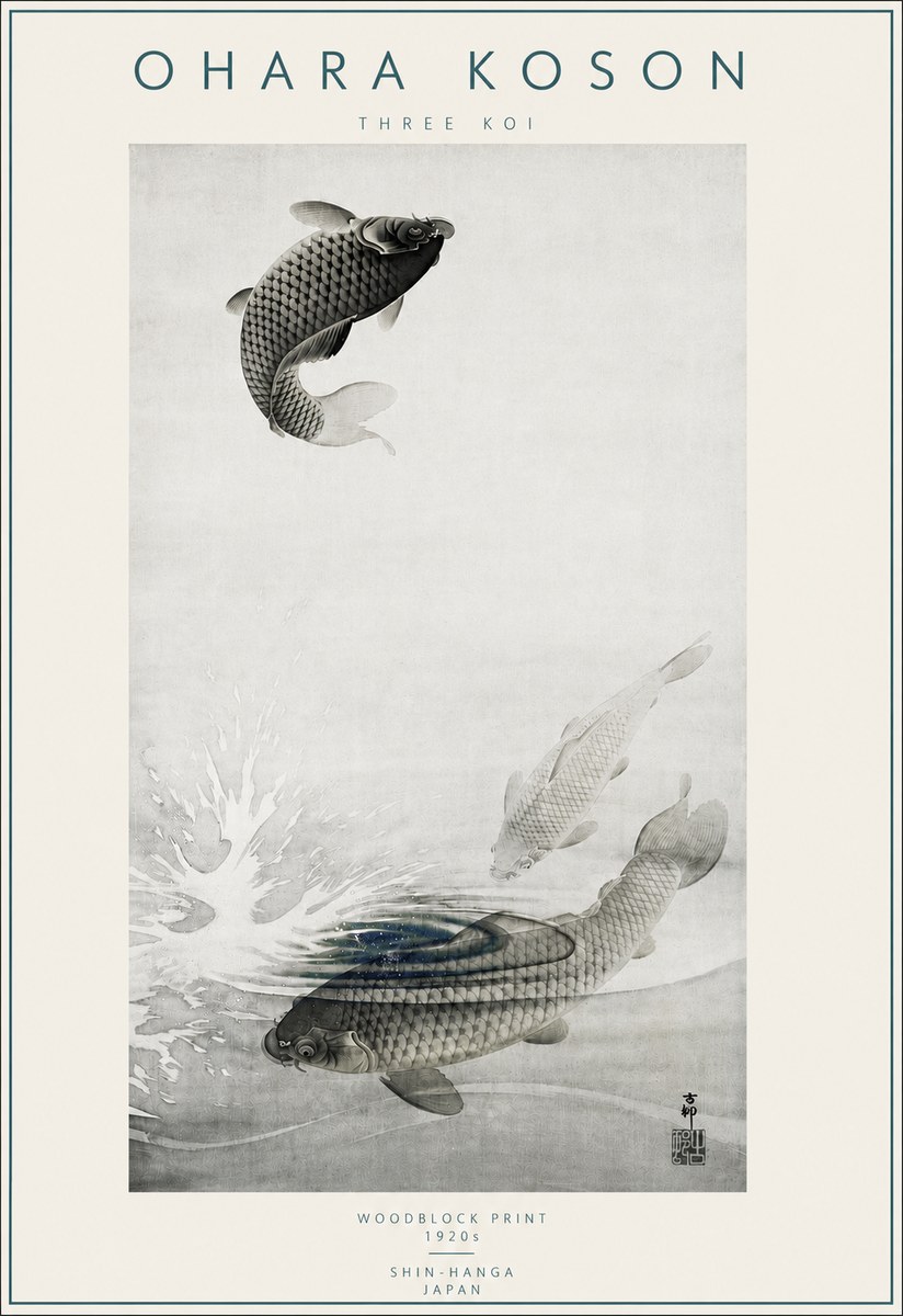 Ohara Koson Three Koi No4 - Poszter