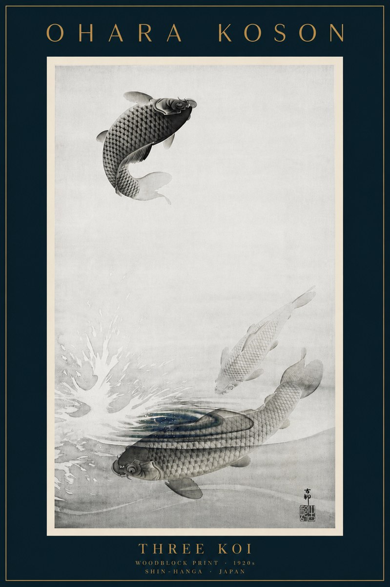 Ohara Koson Three Koi No6 - Poszter