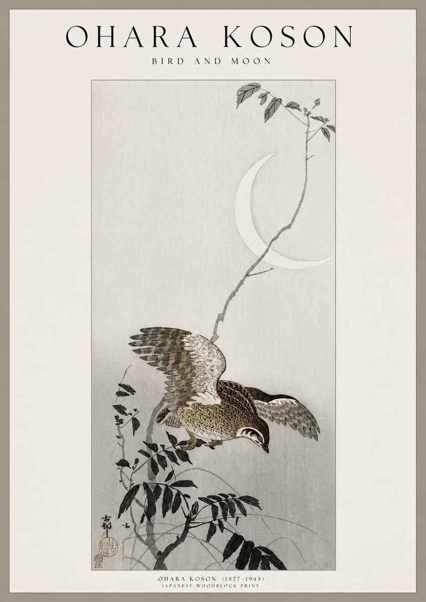 Ohara Koson Bird and Moon No1 - Poszter