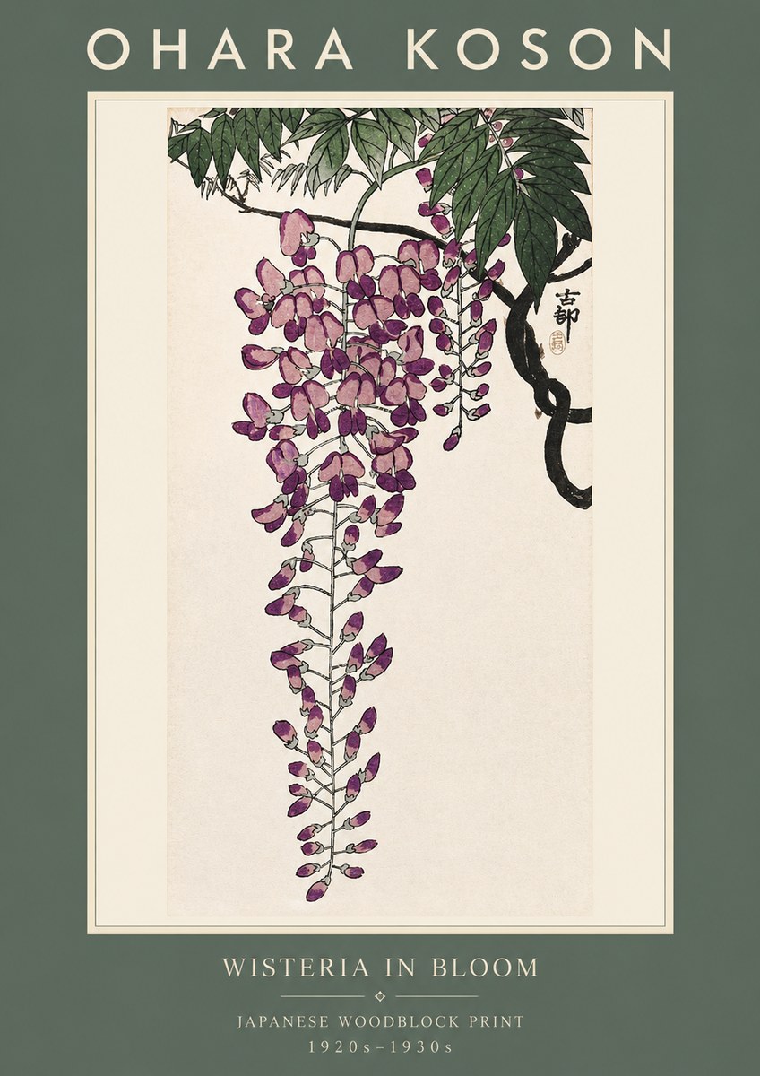 Ohara Koson Wisteria in Bloom No2 - Poszter