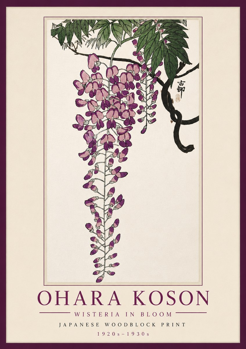 Ohara Koson Wisteria in Bloom No5 - Poszter