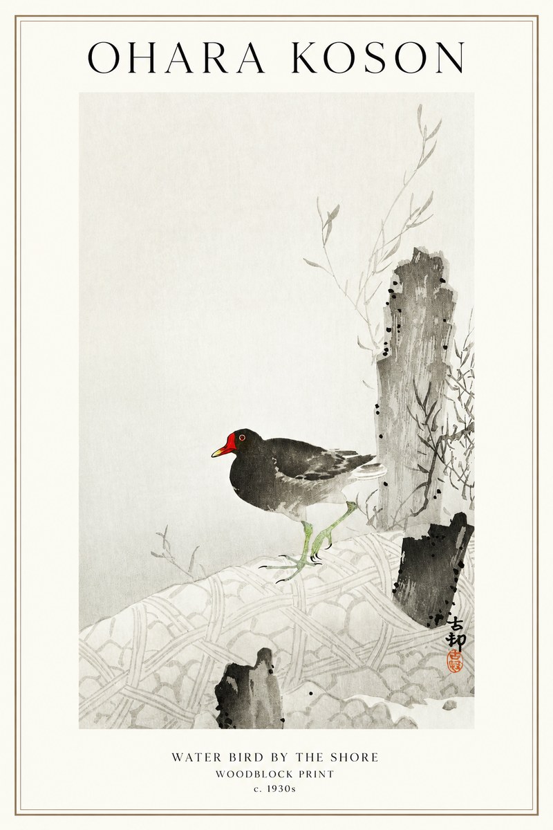 Ohara Koson Water Bird by the Shore No1 - Poszter
