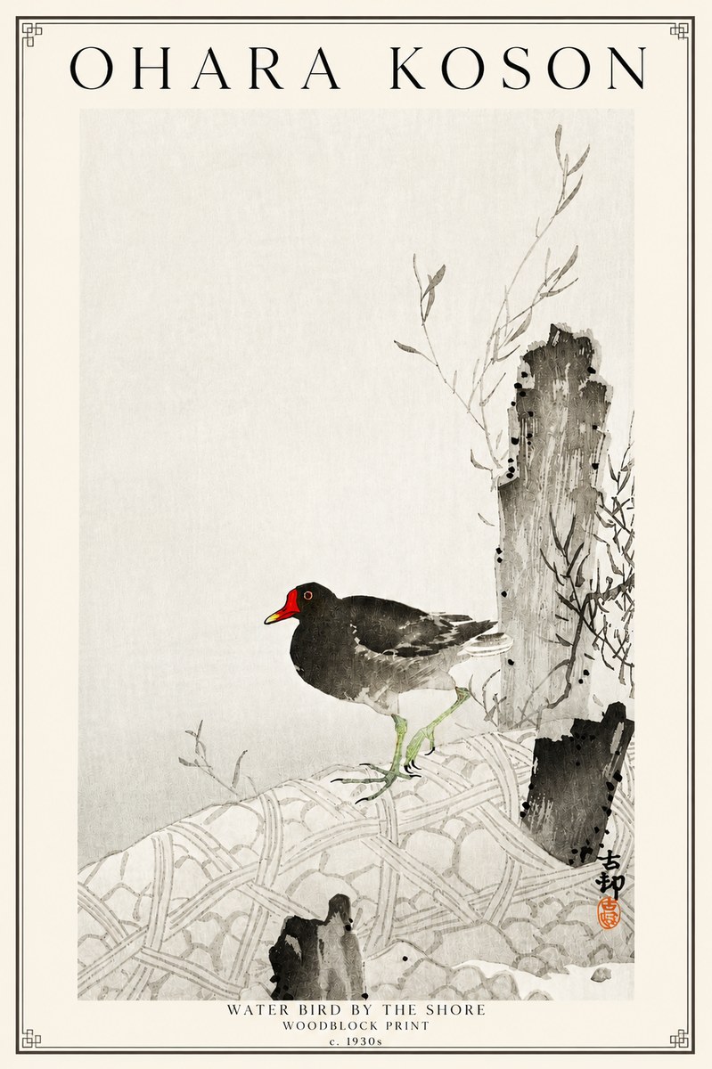 Ohara Koson Water Bird by the Shore No3 - Poszter
