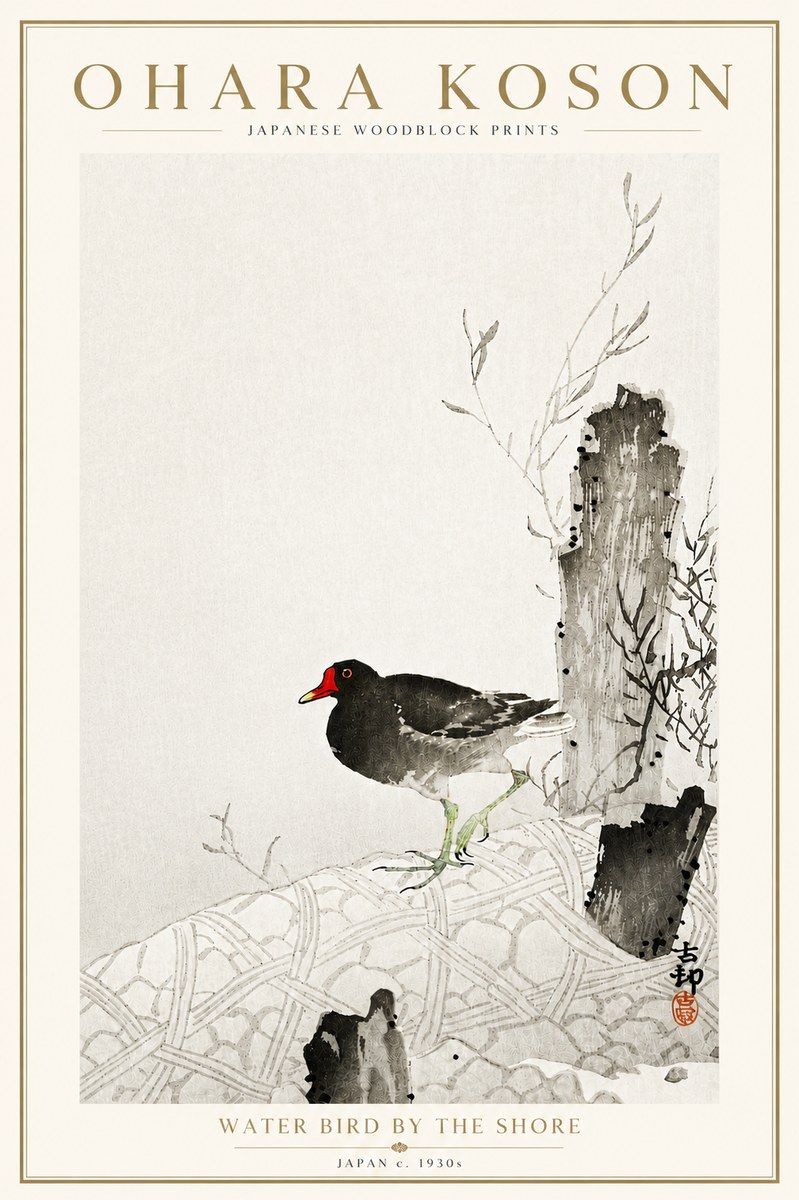Ohara Koson Water Bird by the Shore No6 - Poszter