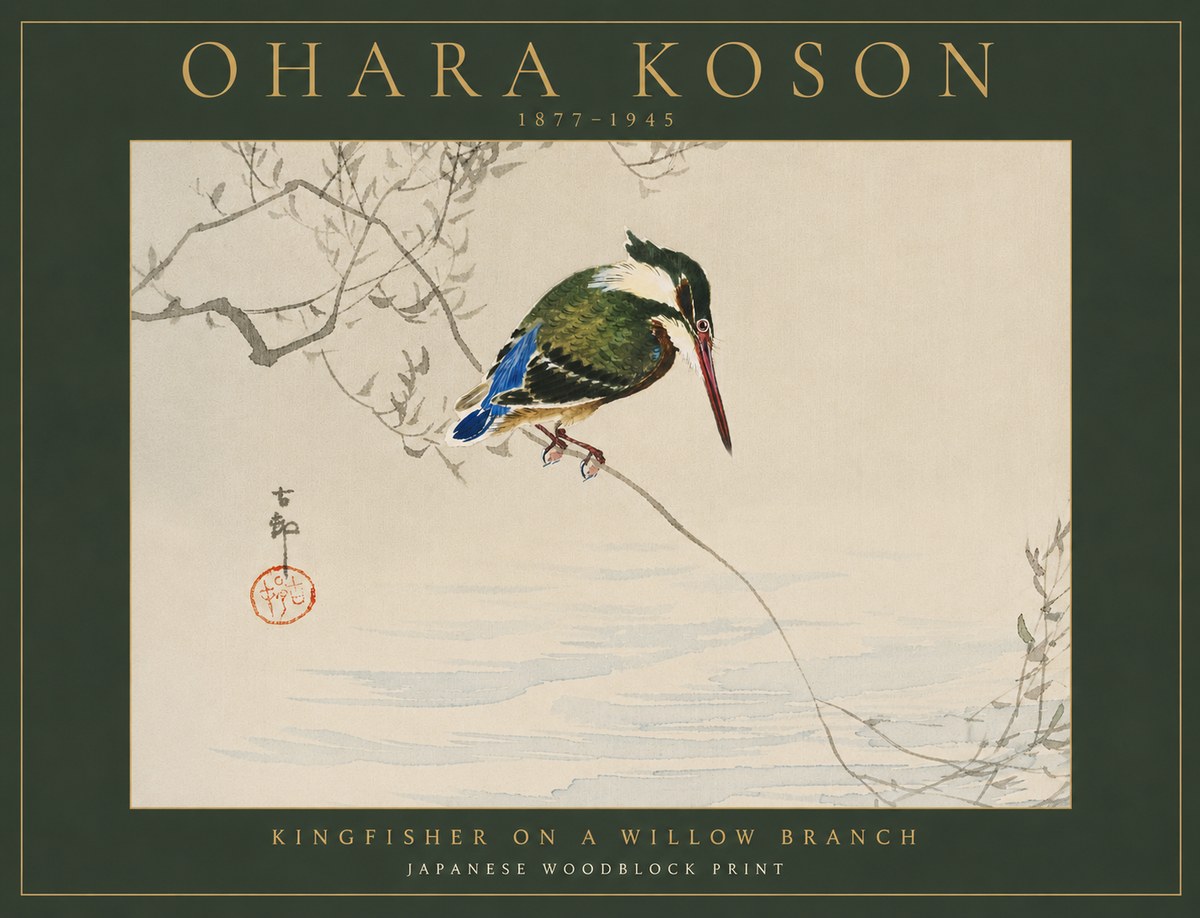 Ohara Koson Kingfisher on a Willow Branch No6 - Poszter