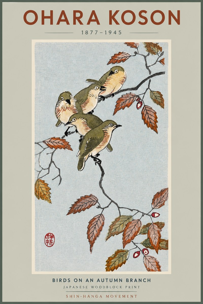Ohara Koson Birds on an Autumn Branch No2 - Poszter