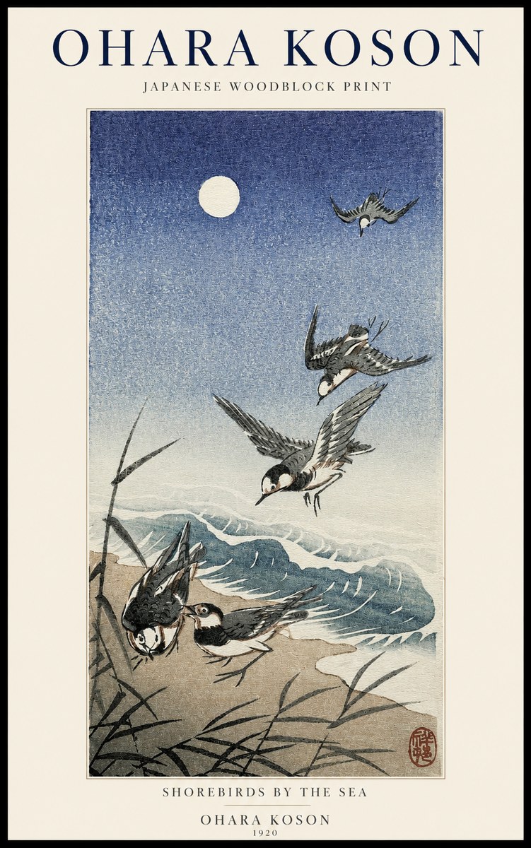 Ohara Koson Shorebirds by the Sea No1 - Poszter