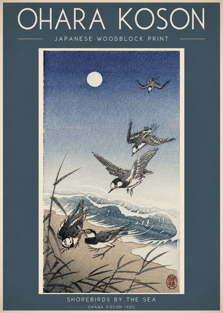 Ohara Koson Shorebirds by the Sea No2 - Poszter