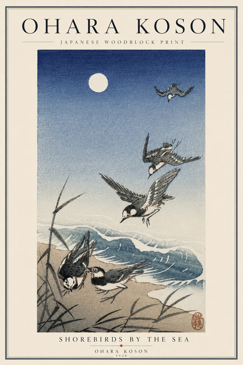 Ohara Koson Shorebirds by the Sea No3 - Poszter