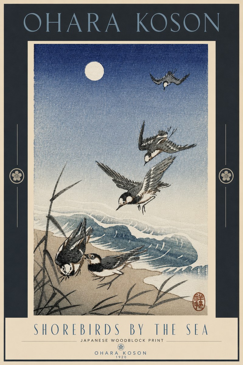 Ohara Koson Shorebirds by the Sea No4 - Poszter