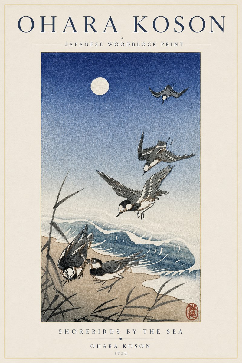 Ohara Koson Shorebirds by the Sea No6 - Poszter