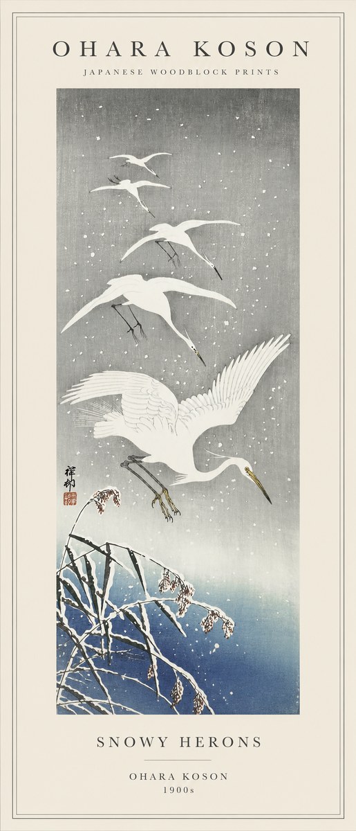 Ohara Koson Snowy Herons No1 - Poszter