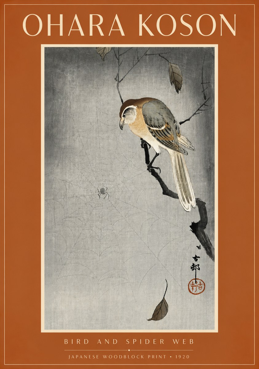 Ohara Koson Bird and Spider Web II No6 - Poszter