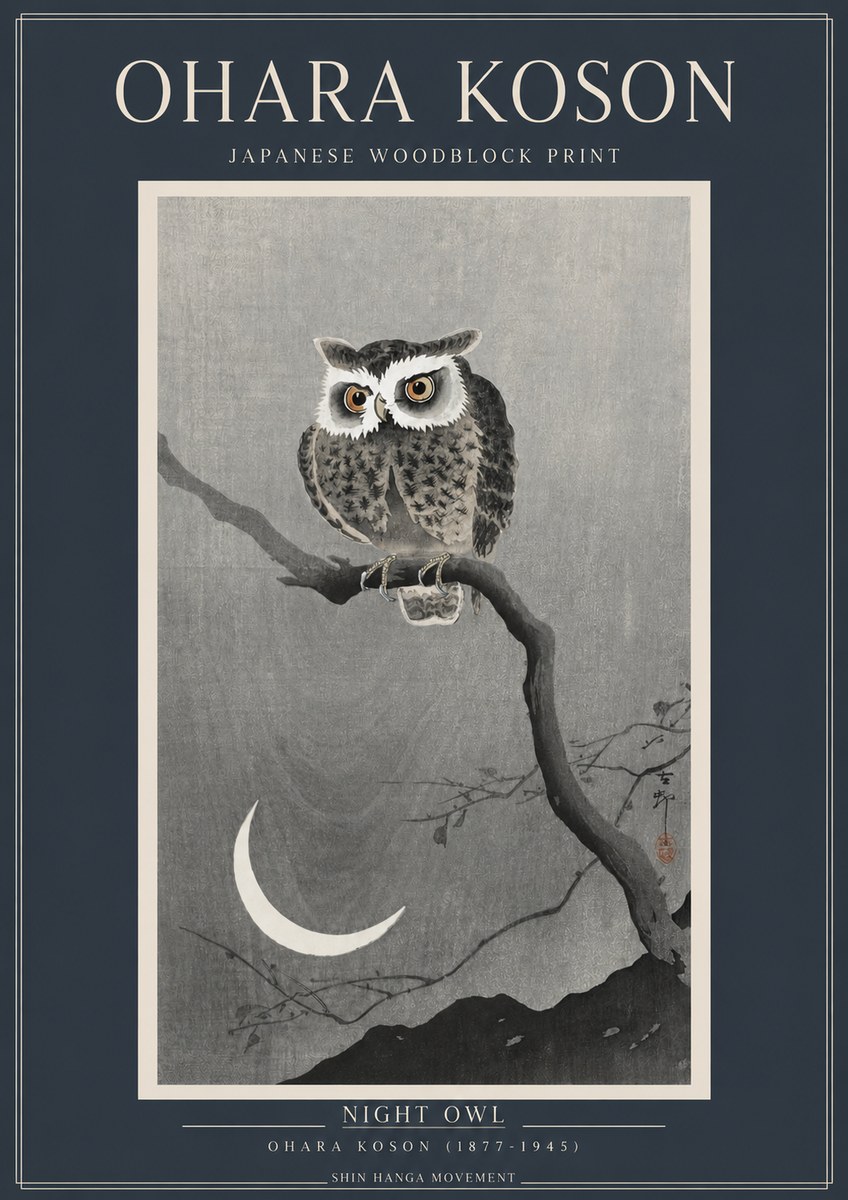 Ohara Koson Night Owl No2 - Poszter