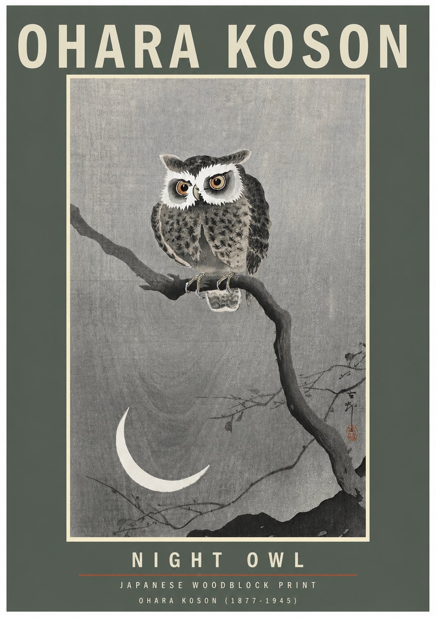 Ohara Koson Night Owl No3 - Poszter