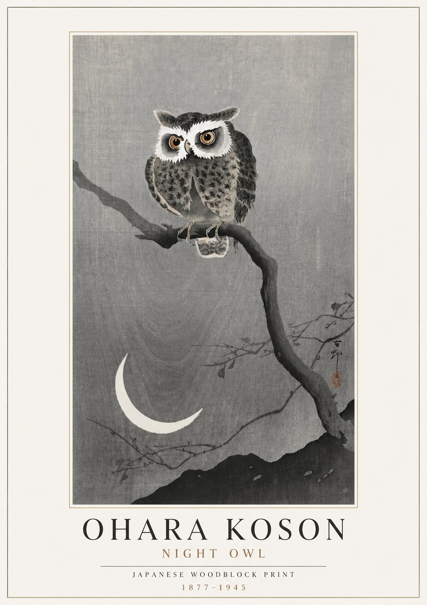 Ohara Koson Night Owl No4 - Poszter